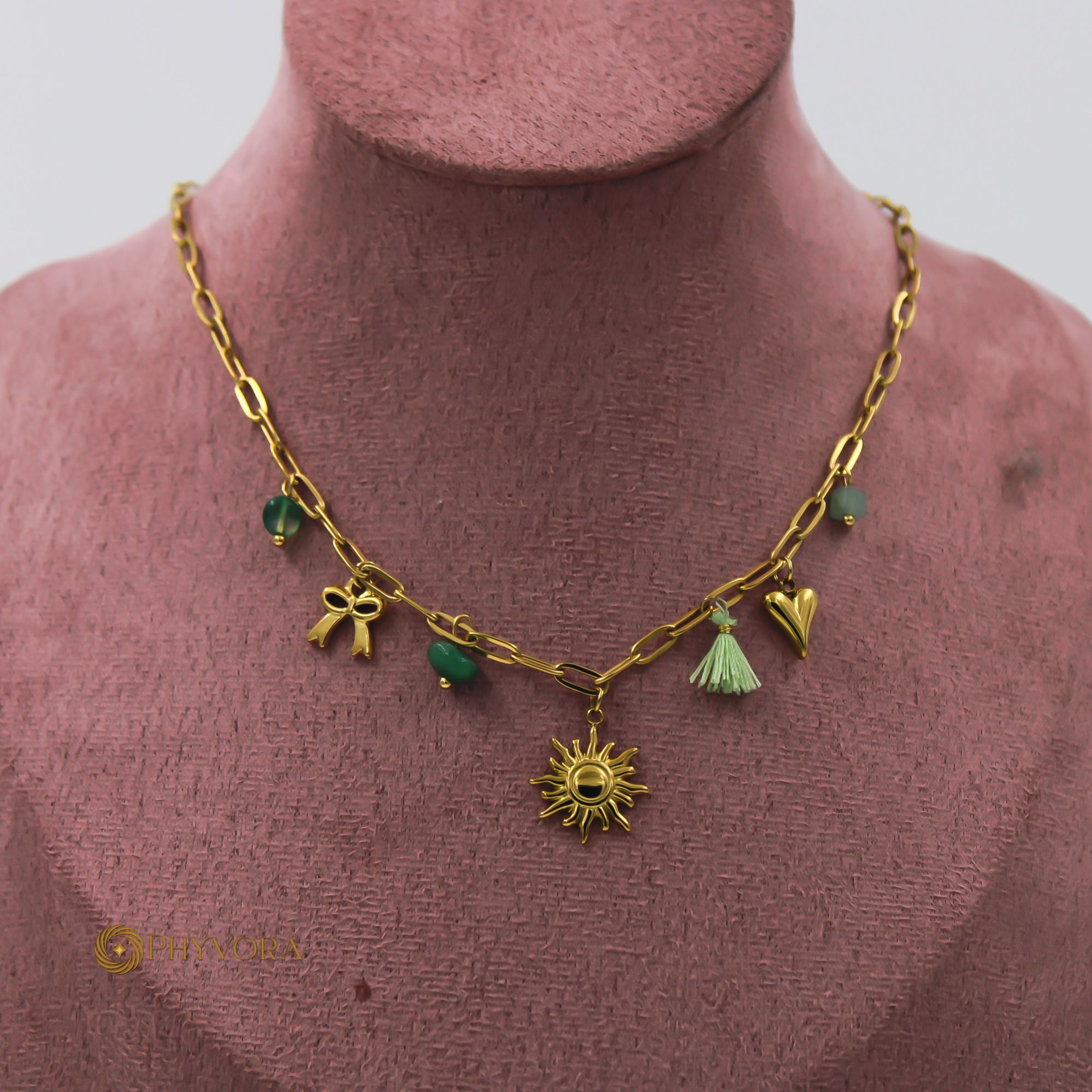 Sunlit Forest Charms 18k toned necklace
