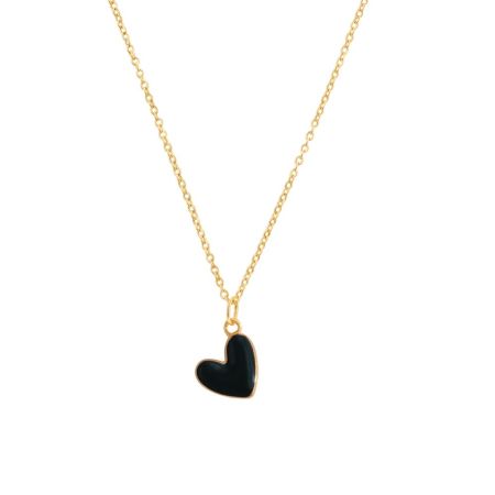 Midnight Heart - Black Enamel Heart Necklace?