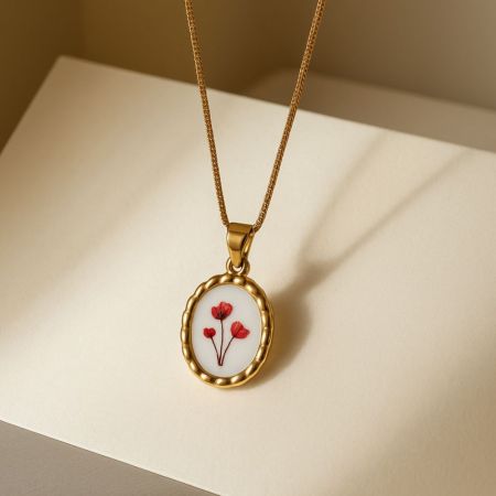Scarlet Petal Charm Necklace