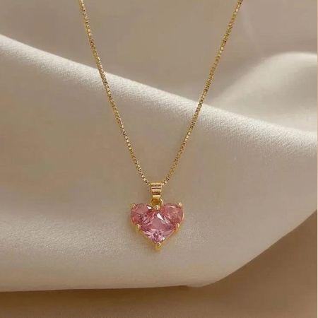 Blush CZ Heart Pendant Necklace